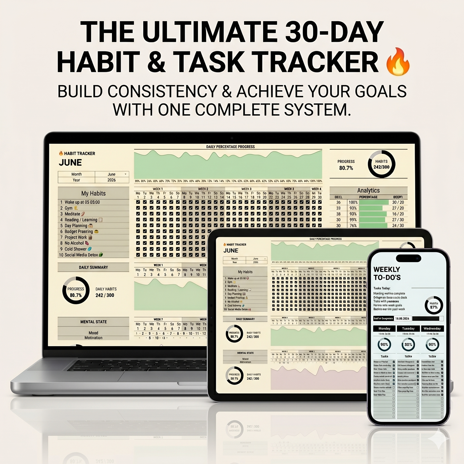 Habit Tracker for Excel & Google Sheets